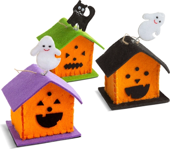 Decoración textil de Halloween con forma de casita - 1 unidad