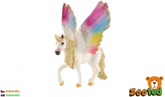 Unicornio de plástico con alas arcoíris 13 cm