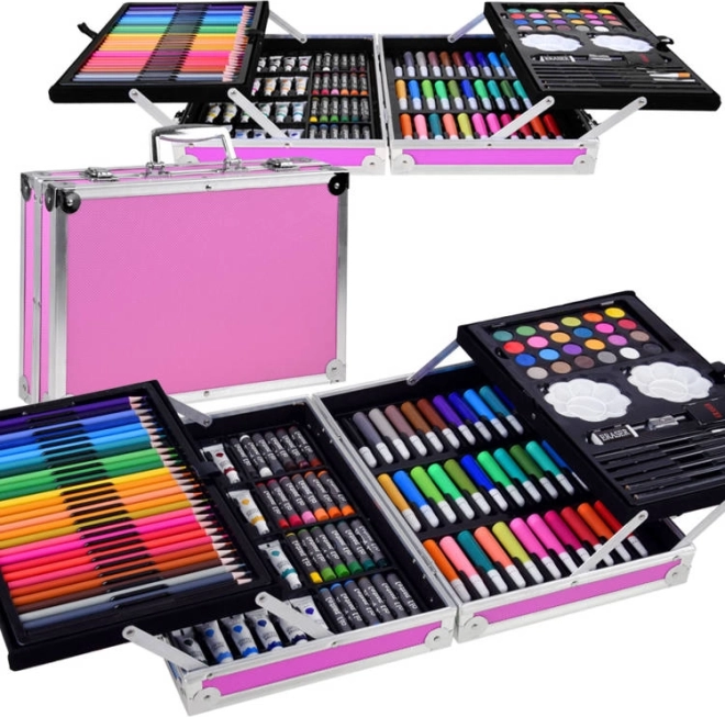 Set de dibujo y pintura en maletín, 145 piezas