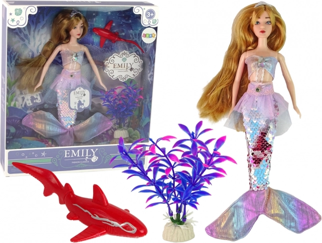 Muñeca Emily sirena con accesorios rosa