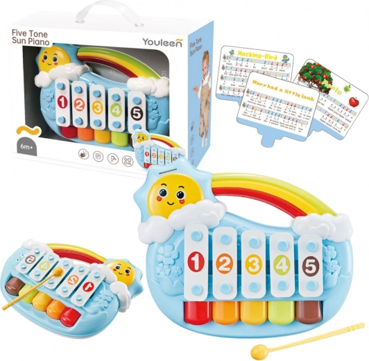 Pianito musical para bebés Sol, cinco tonos – azul