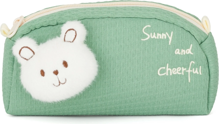 Estuche infantil de peluche oso verde