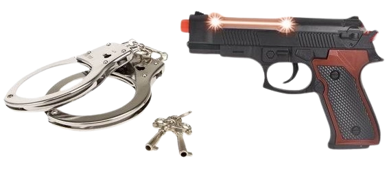 Pistola policial con esposas