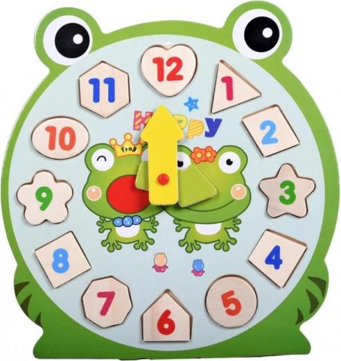 Reloj de madera tipo rompecabezas rana