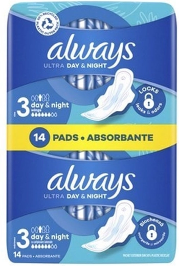 Always Ultra Night Super compresas higiénicas con alas 14 uds