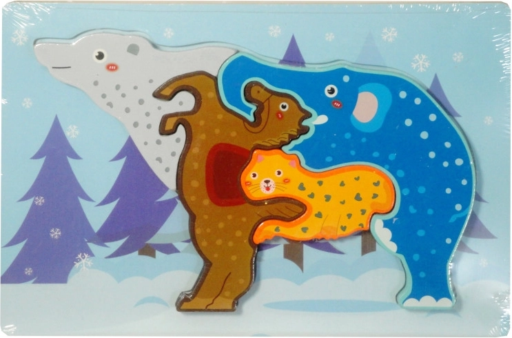 Puzle de madera con animales – forma de elefante