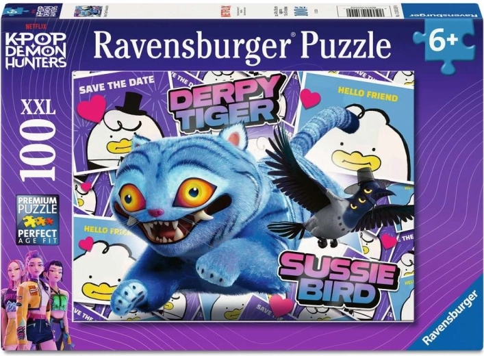 Puzzle Ravensburger K-pop: Tigre loco y pajarito Sussie XXL 100 piezas