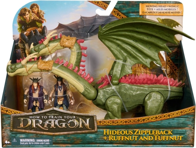 Cómo entrenar a tu dragón – set de acción del dragón Zippleback y los gemelos Ruffnut y Tuffnut