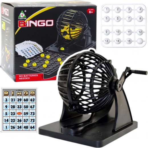 Juego familiar de bingo con máquina de sorteo, 80 bolas y 20 cartones