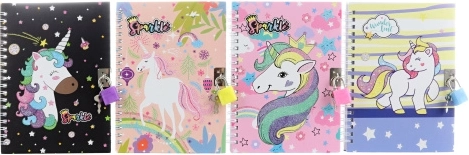 Diario con candado de unicornio