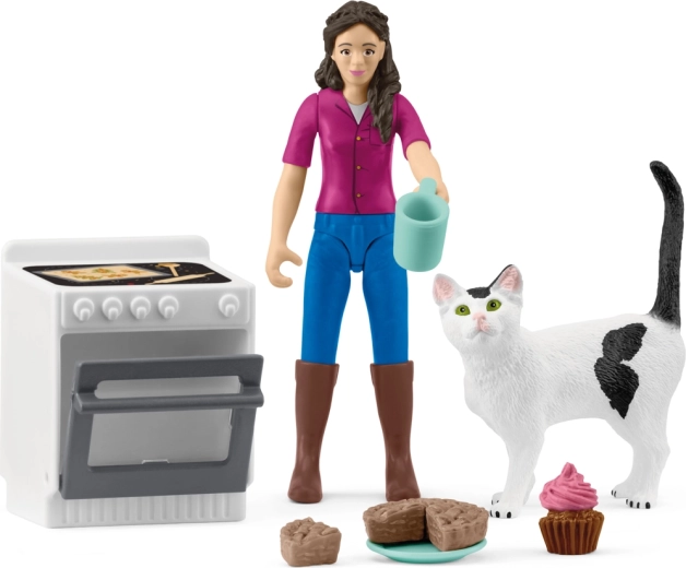 Panadera con gato – set de juego SCHLEICH Pocket Set