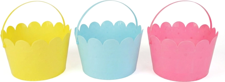 Cesta de Pascua con asa, 3 colores, Ø 20 × 13 cm - 1 unidad