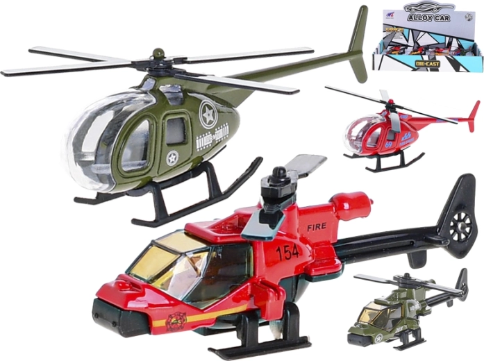 Helicóptero metálico de 9 cm: juguete resistente para niños