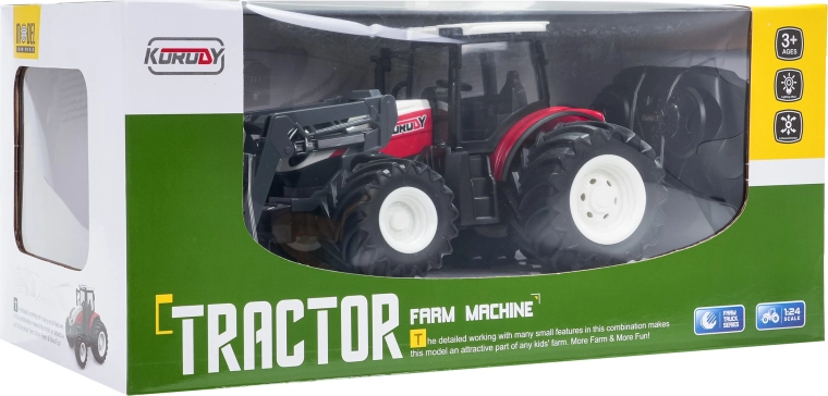 Tractor RC con pala frontal 1:24 rojo