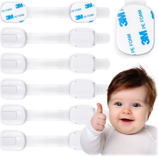 Cierres de seguridad infantiles para armarios RICOKIDS, 6 uds, blancos