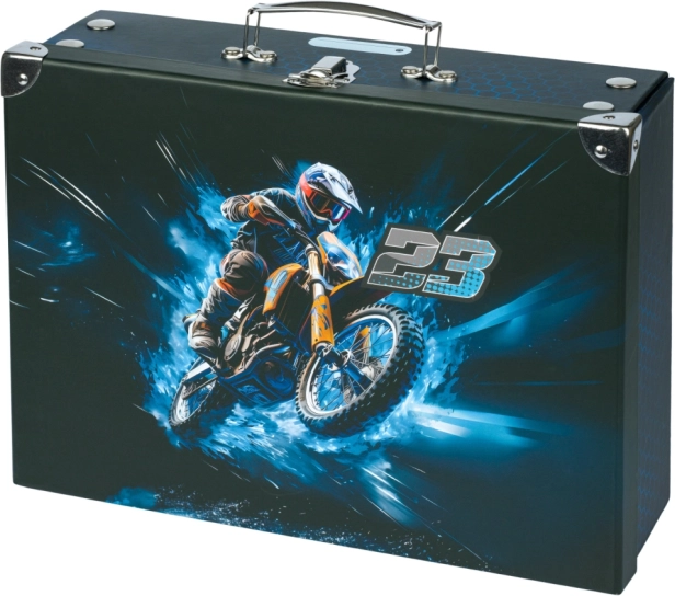 Maletín escolar plegable con diseño de motocross