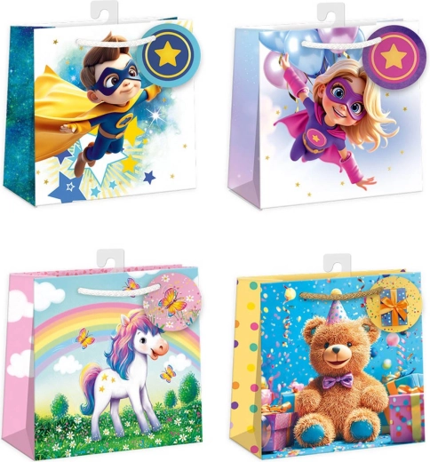 Bolsa de regalo de papel Argus 16 x 16 x 7,5 cm, mix de motivos - 1 pieza