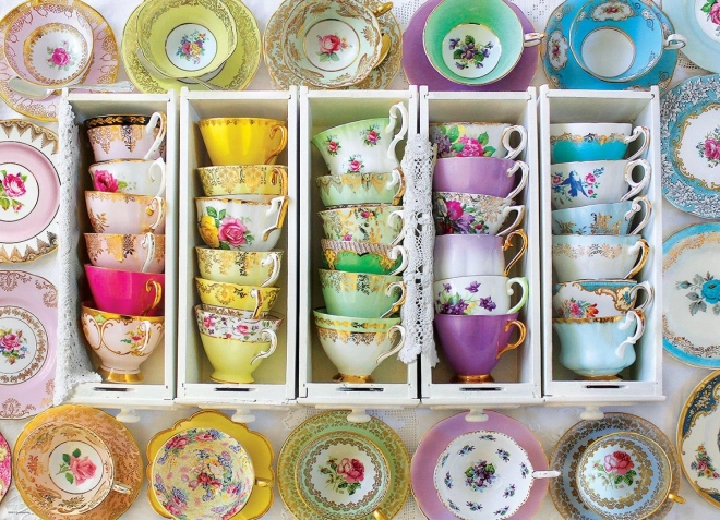 Puzzle Eurographics Tazas de té de colores, 1000 piezas