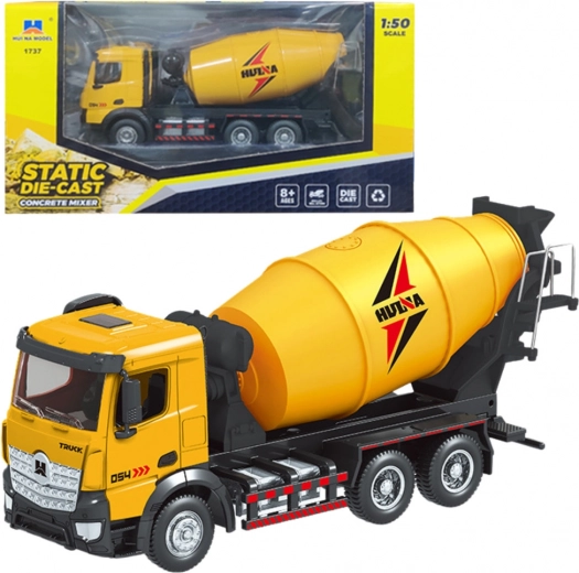 Hormigonera de construcción metálica Huina amarilla 1:50