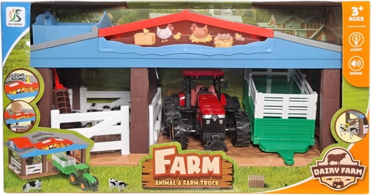 Set de juego de granja con accesorios, luz y sonido