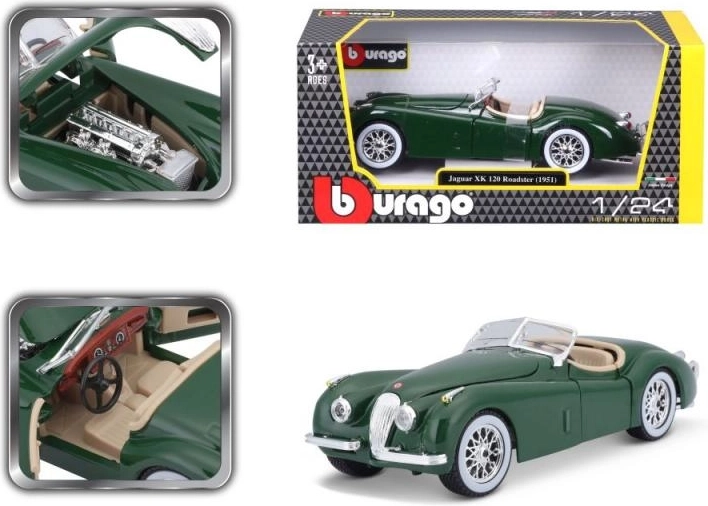 Modelo metálico Bburago Jaguar XK 120 Roadster 1951 1:24 verde