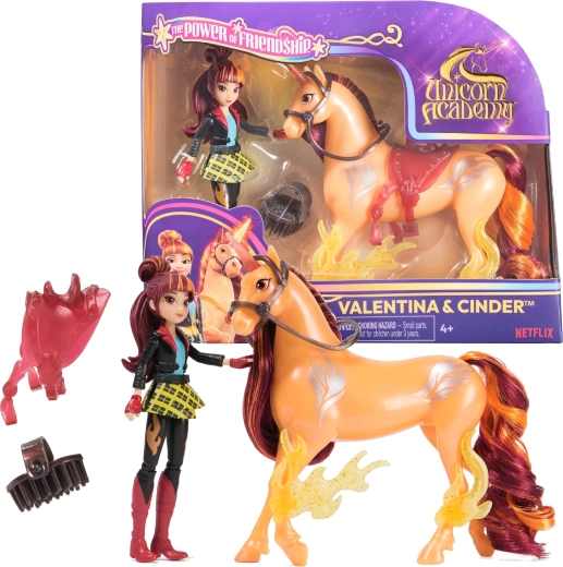 Set de figuras Unicorn Academy Valentina y Cinder con accesorios