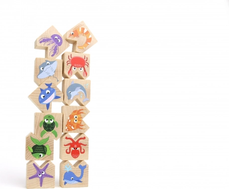 Juego de equilibrio de madera: animales marinos