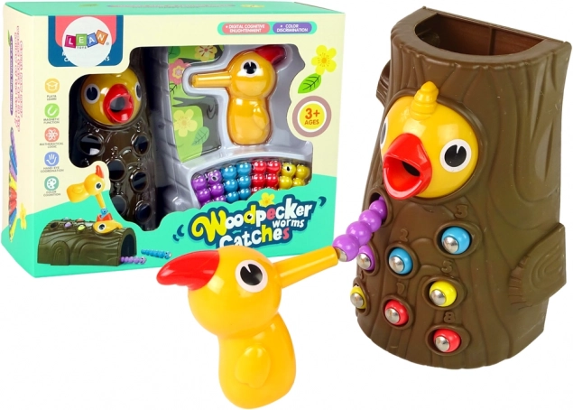 Juego magnético de manualidades Atrapa el gusano, alimenta al pajarito, alimenta al pájaro carpintero