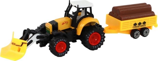 Tractor con remolque amarillo rojo
