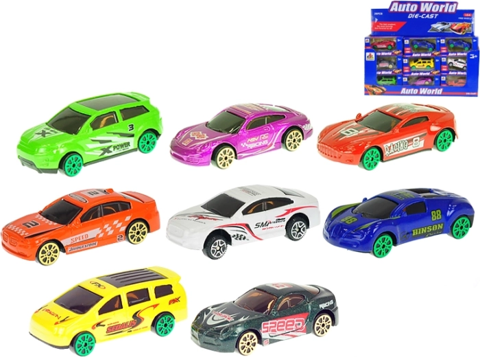 Coche de carreras metálico 7 cm, escala 1:64, ruedas de giro libre