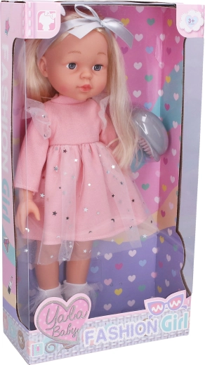 Muñeca con vestido y cepillo de 45 cm