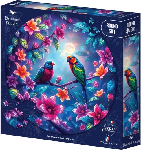 Puzzle redondo Bluebird Pájaros en la rama (501 piezas)