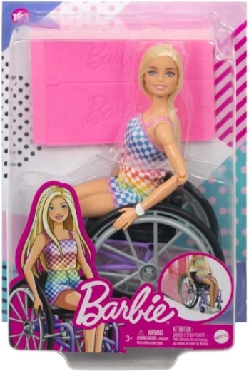 Muñeca Barbie Fashionistas en silla de ruedas con conjunto de cuadros