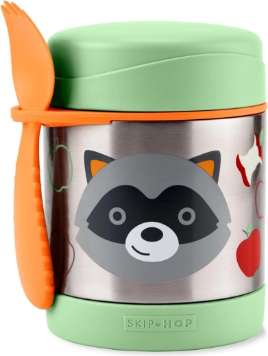 Skip Hop Zoo termo para comida con cuchara-tenedor mapache 325 ml