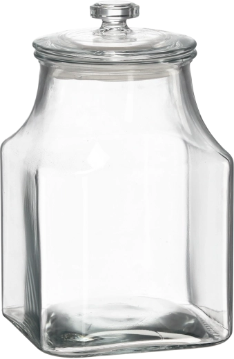 Tarro de cristal cuadrado de 3,3 l con tapa de cristal
