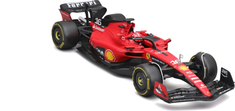 Modelo metálico BBurago 1:24 Ferrari SF-23 Charles Leclerc en caja protectora