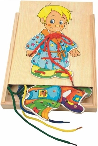 Puzzle de madera para vestir a un niño Woody
