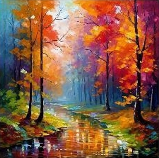 NORIMPEX Pintura por números Río en otoño en el bosque 40 × 50 cm