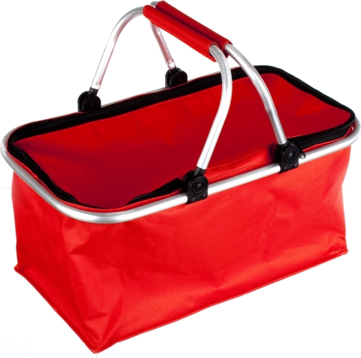Cesta de compra plegable con cremallera roja 48 × 24 × 28 cm