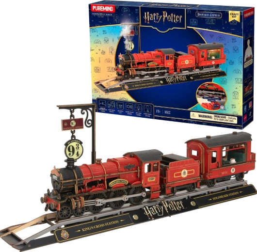 Puremind Harry Potter modelo 3D de madera del tren Hogwarts Express con luz y sonido