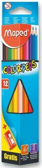 Lápices de colores triangulares MAPED Color'Peps 12 uds con sacapuntas