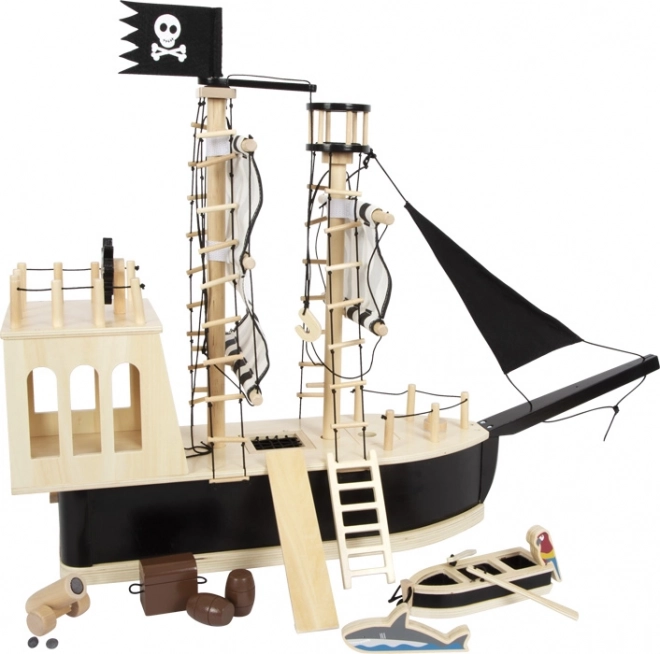 Barco pirata de madera SMALL FOOT con accesorios y cañón funcional