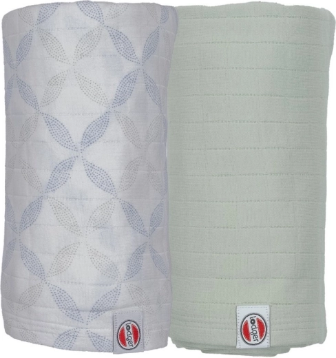 Swaddler Lodger de algodón orgánico Matcha peppermint/blue fogg 110 × 110 cm - 2 unidades