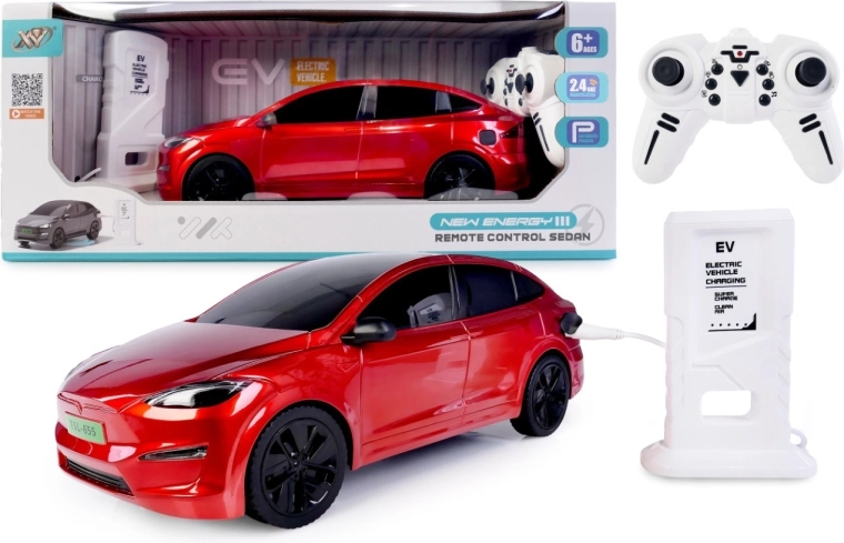 Coche RC con estación de carga – rojo