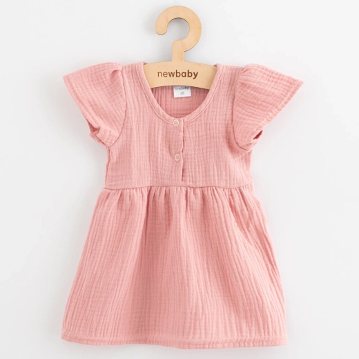 Vestido infantil de muselina New Baby rosa