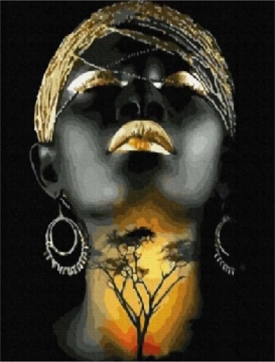 Pintura de diamantes Mujer africana 30 × 40 cm