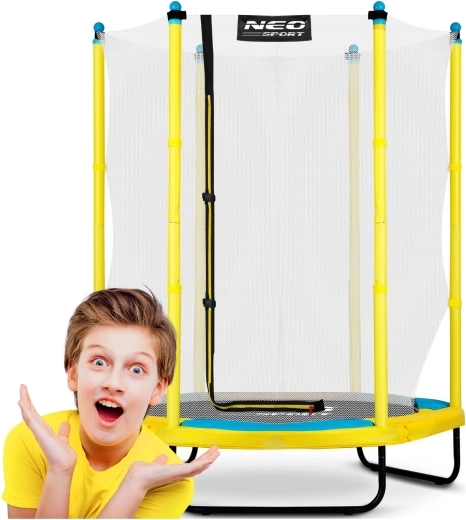 Trampolín infantil de jardín 140 cm con red interior NEO-SPORT