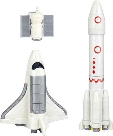 Transbordador espacial y satélite para aventuras en órbita