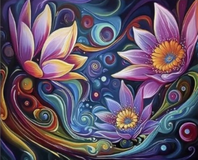 Pintura de diamantes Flores abstractas 30 × 40 cm