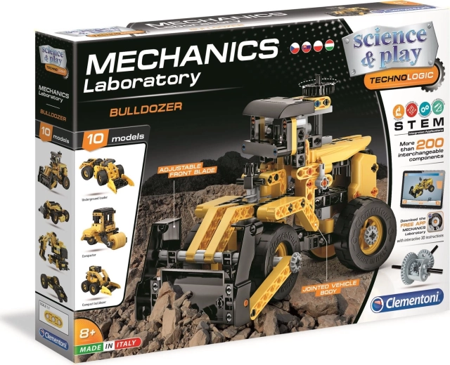 Clementoni Laboratorio mecánico Bulldozer 10 en 1 – kit de construcción educativo STEM